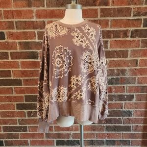 American Eagle Outfitters Dusty Mauve Paisley Pattern Pullover Over Size Sweater